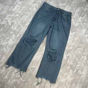 Vervet Green Washed Ripped Distressed Raw Hem Jeans Pants Womens Size 30